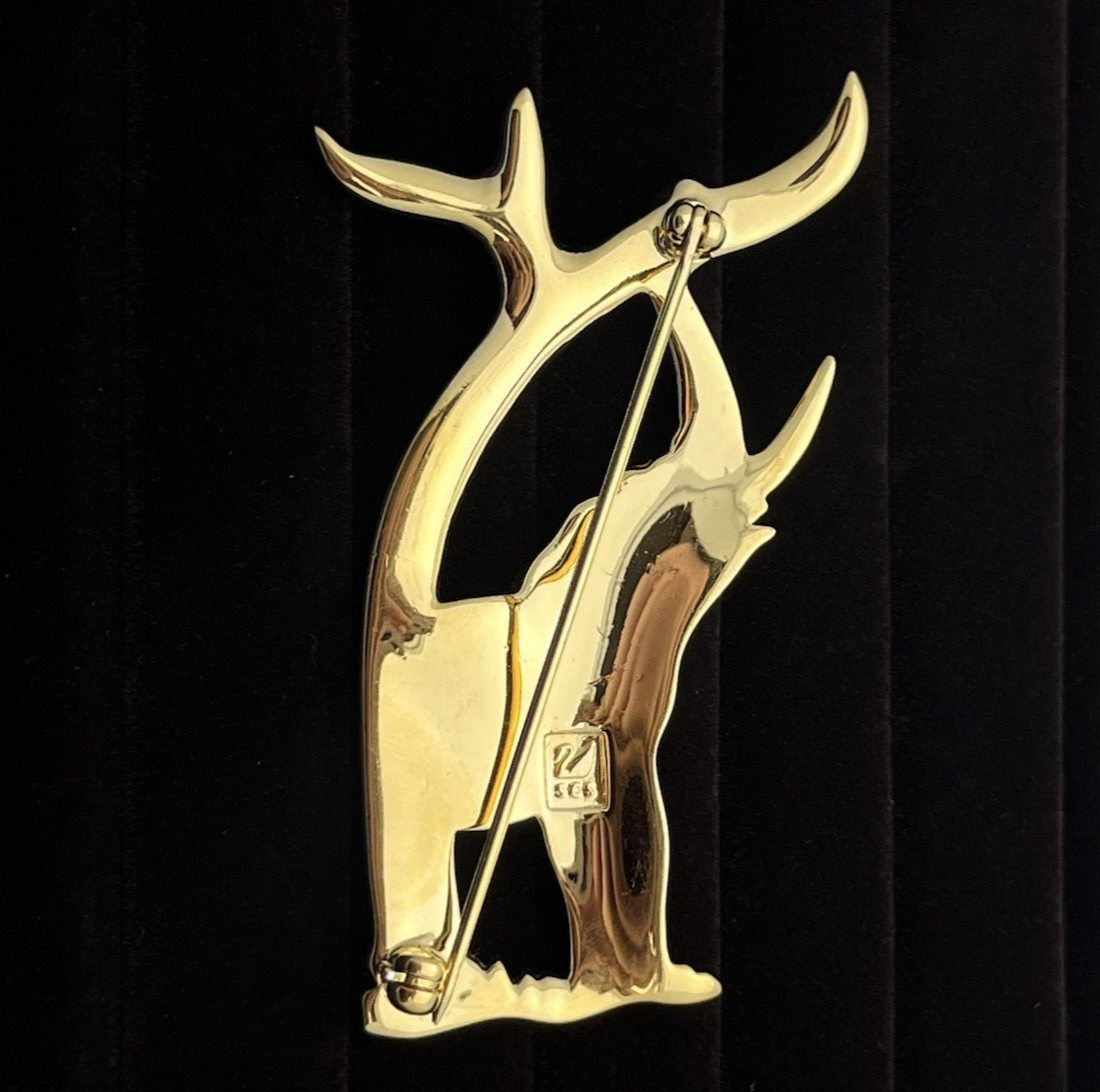 Vintage Swarovski SCS Genuine Swan Signed Elephant & Tree Brooch Retired 1993