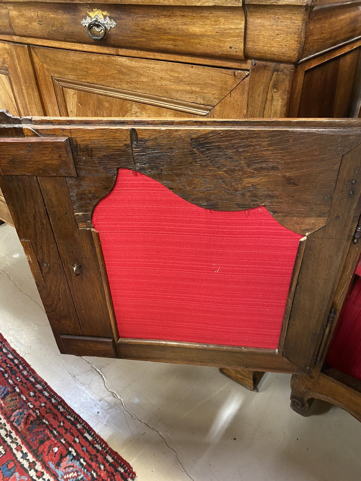 Antique French Oak Provincial Louis XV Carved Commode Chest Sideboard