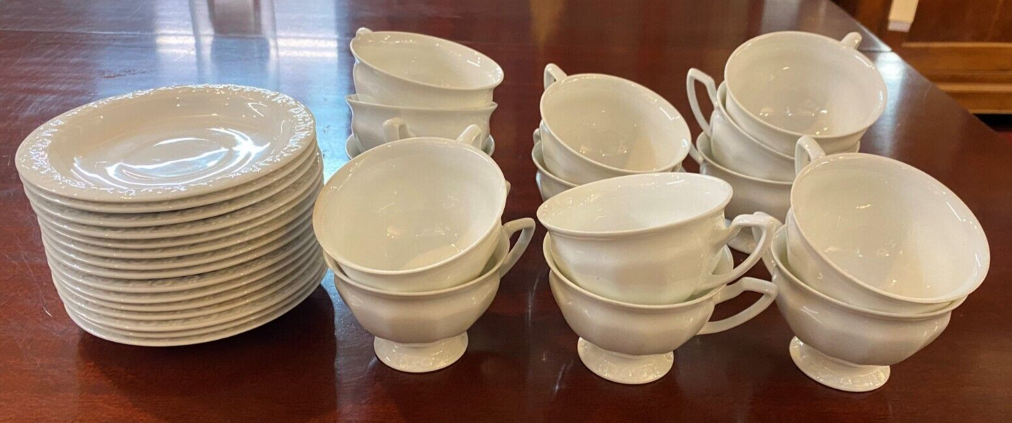 Rosenthal Maria White Classic Rose Footed Cup & Saucer Set 12 available