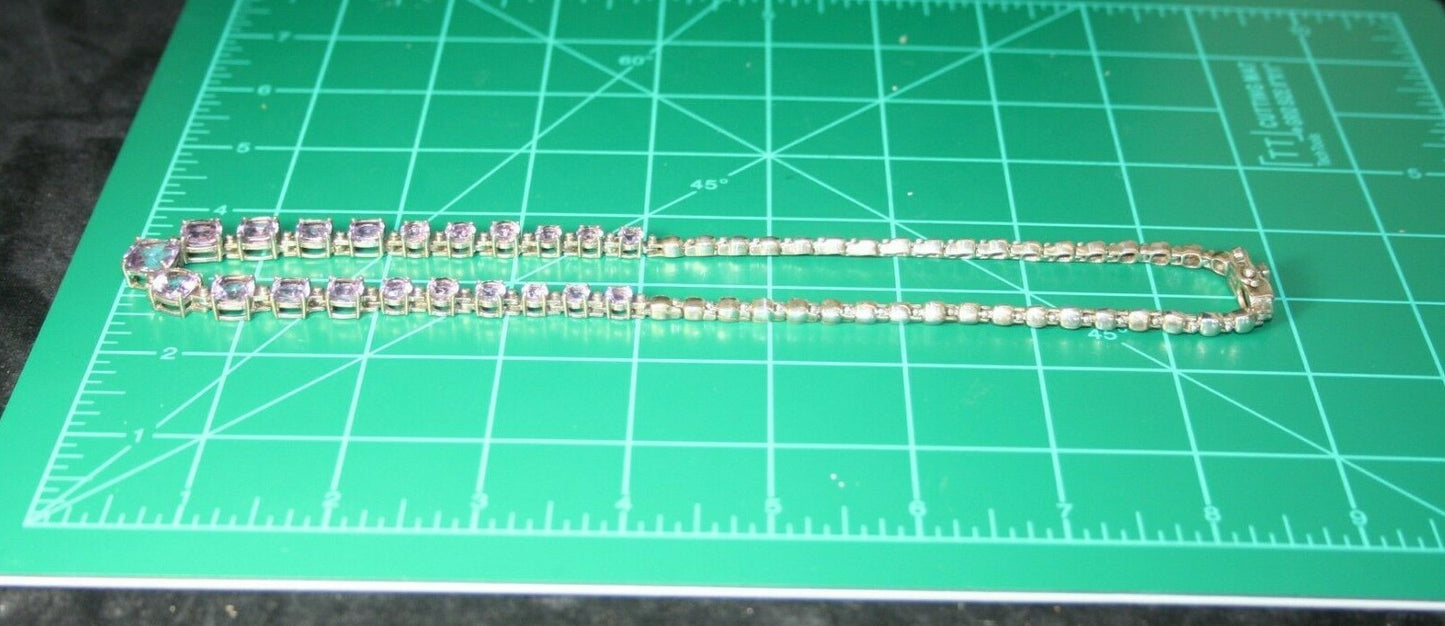 Natural Amethyst purple graduated cut Sterling Silver 18" Necklace Thailand 44g