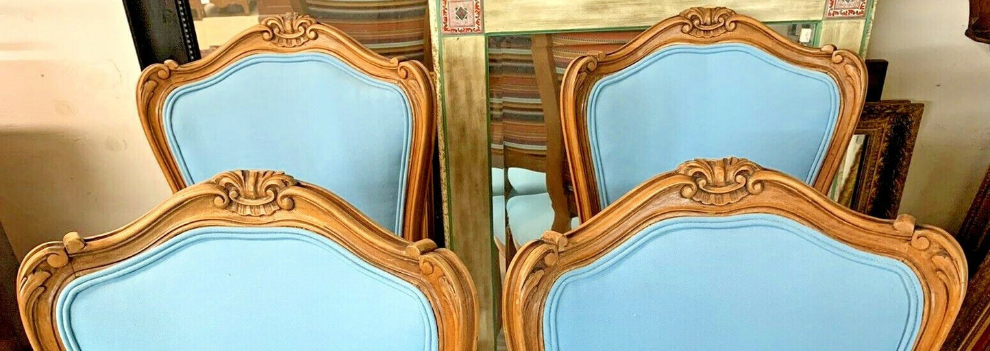 Set of 6 Louis XV style French Walnut Carved Side Chairs