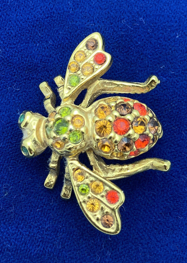 Joan Rivers  swarovski   crystal pave  bee pin brooch  1 1/4  inches