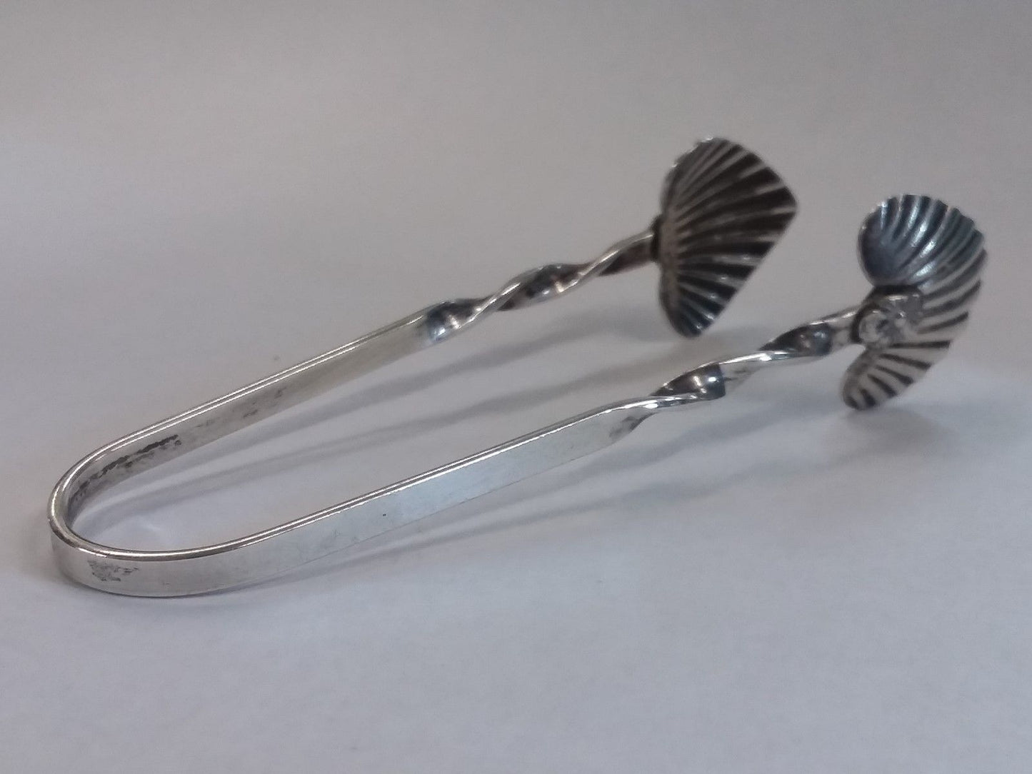 Sterling Silver Sugar Tongs w/ Twist Handles and Heart Ends