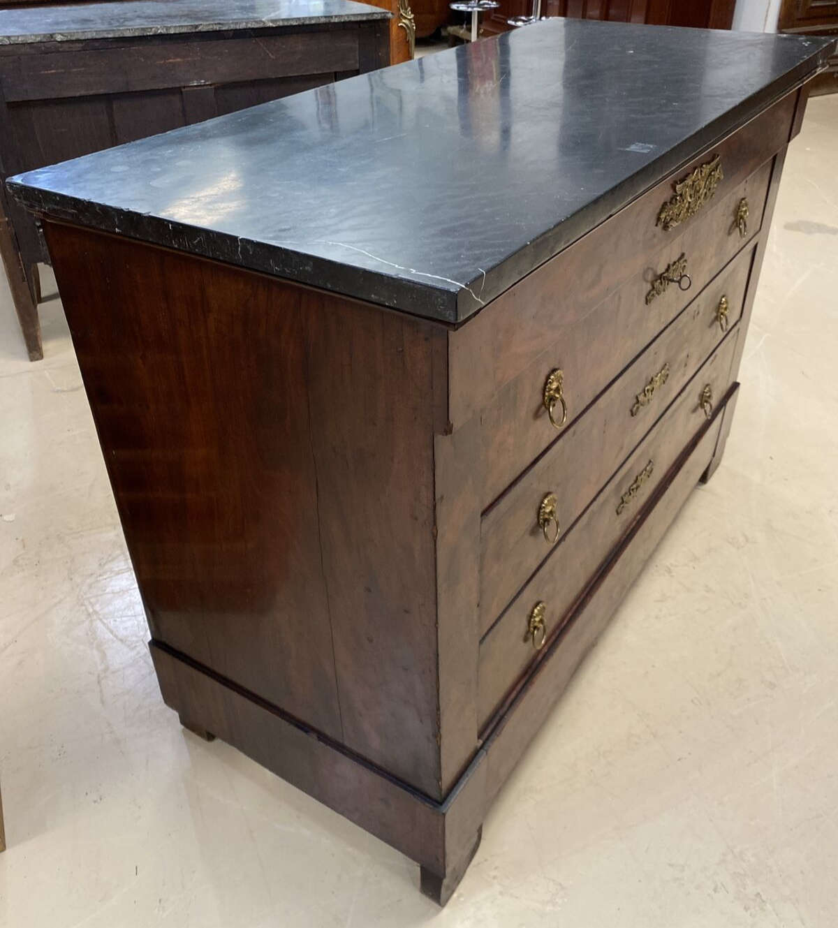 French Empire Ormolu Mounted Marble Top Commode Chest of Drawers Dresser 19th