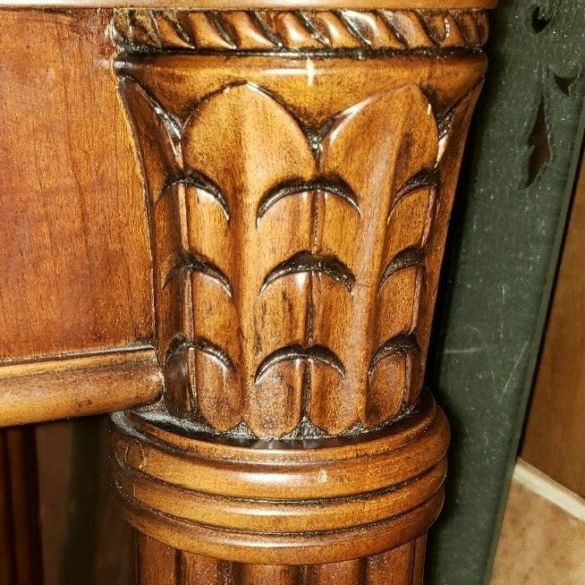 Mahogany Tiered Console Entryway Sofa Couch Table Fluted Columns
