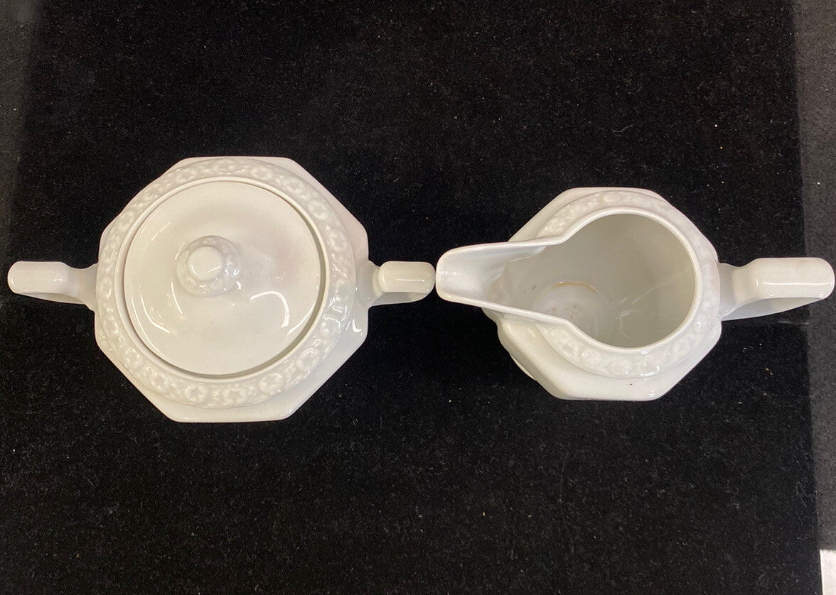 Rosenthal Classic Rose Maria White 6 1/4" Sugar Bowl & Creamer