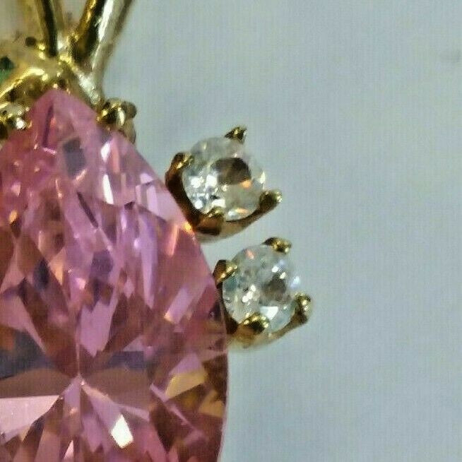 10k Pink Ice CZ Pendant .75" 3.20 grams