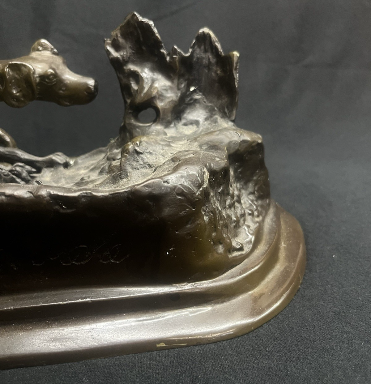 Signed Pierre-Jules PJ Mêne Bronze Hunting Hounds Dogs Duck Sculpture 16" PB10