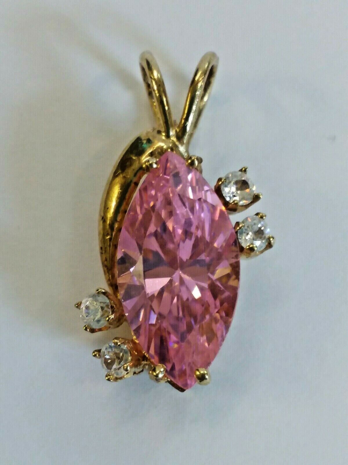10k Pink Ice CZ Pendant .75" 3.20 grams