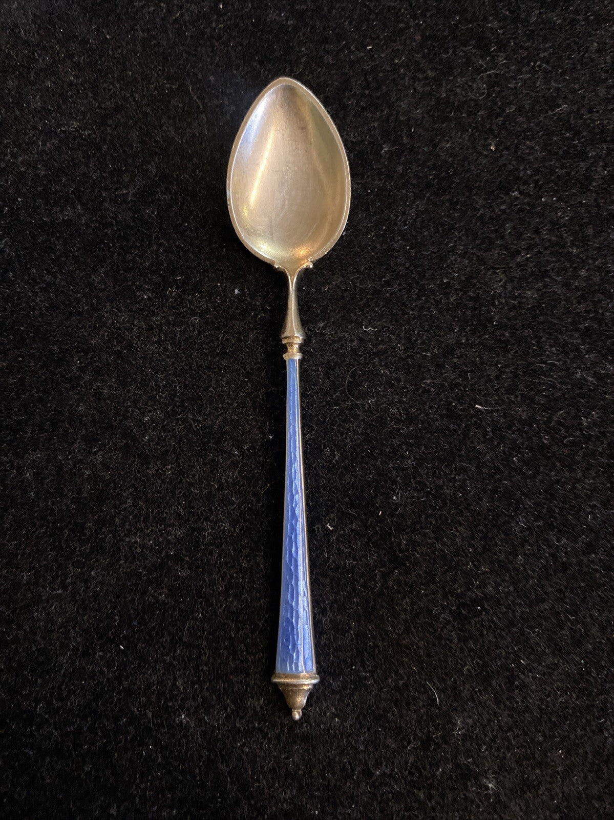 5x NORWEGIAN STERLING GUILLOCHE ENAMEL COFFEE SPOONS by MARIUS HAMMER 41g