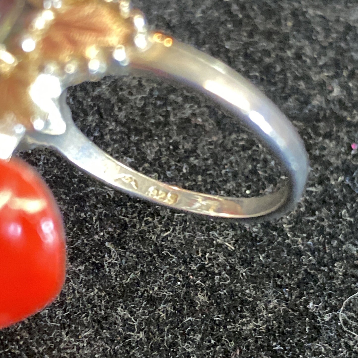 Sterling Silver 925  & Rose Gold Mystic Topaz Stone Leaf Ring Sz6.75 JM13