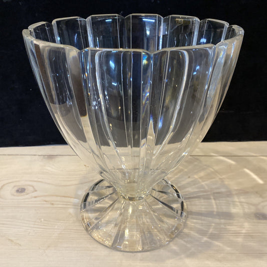 CJR Joseph Riedel Crystal Footed Large Ribbed Vase Bowl Centerpiece