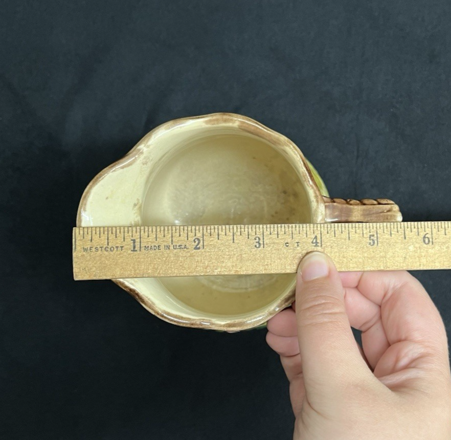 Majolica Basketweave Floral Design Brown and Yellow Jug/Pitcher 6 3/8"