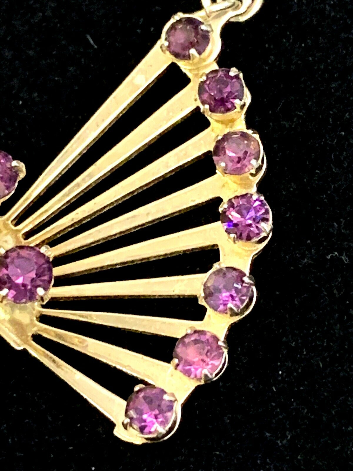 Impressive 1940'S RETRO  GOLD plated Amethyst RHINESTONE  NECKLACE Art Deco 18"
