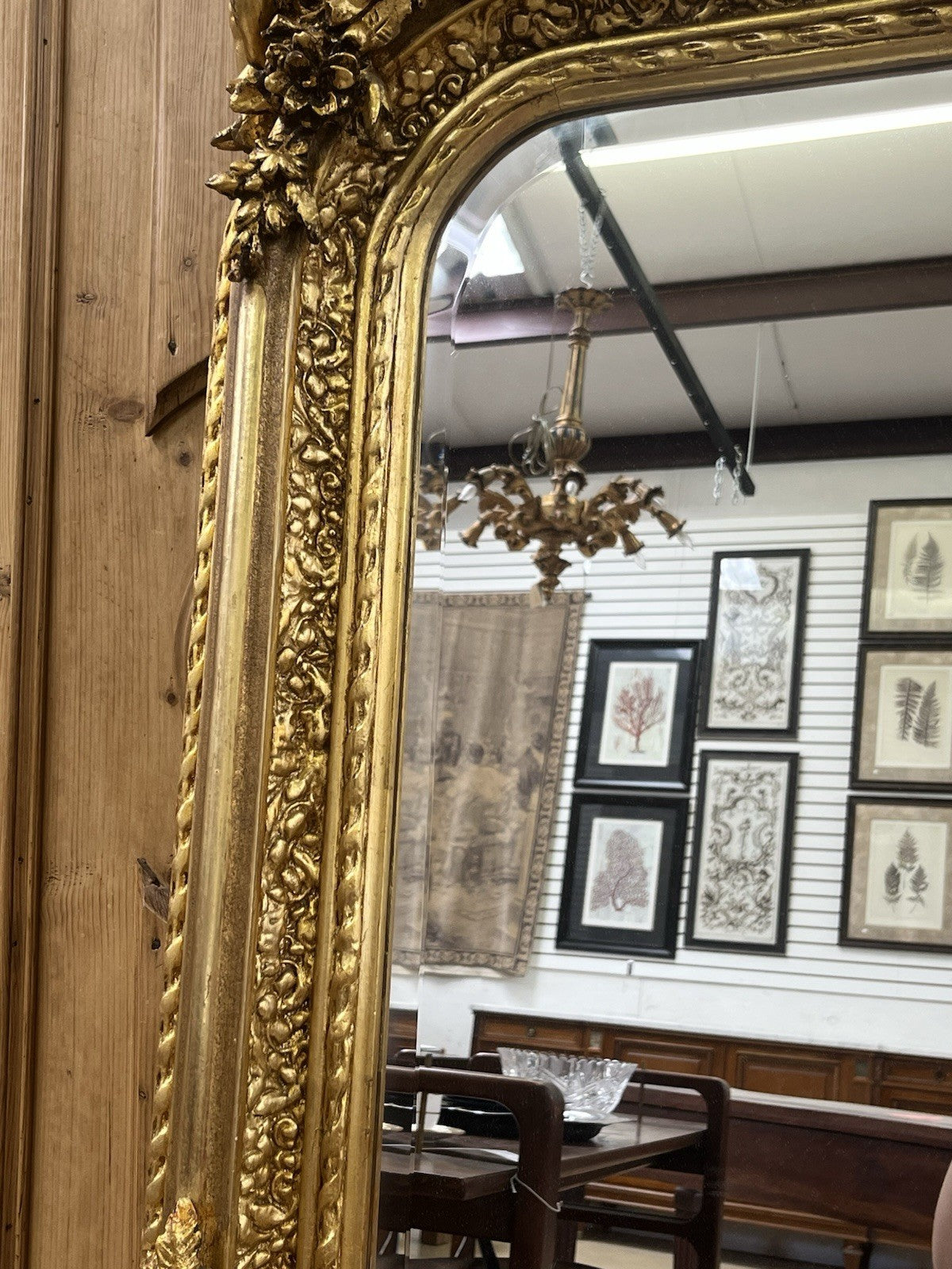 PAIR OF LARGE LOUIS XV STYLE GILT GOLD PUTTI ANGEL WALL MIRRORS, 61.5"H