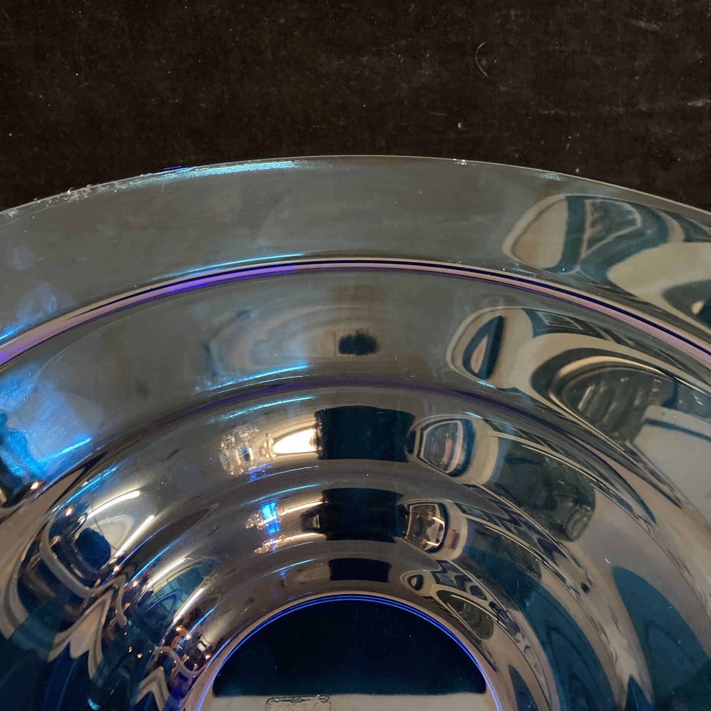 Vetreria Etrusca Italy Tiered Glass Cobalt Blue 12" Serving Bowl orig sticker