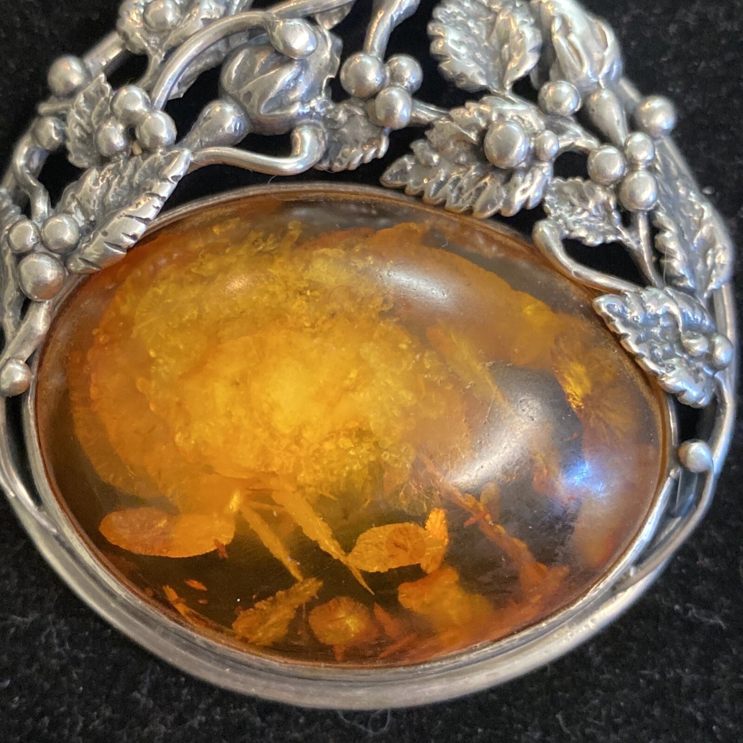 Prehistoric Authentic Baltic Amber & Sterling Silver 3" Pendant Handcrafted 61g