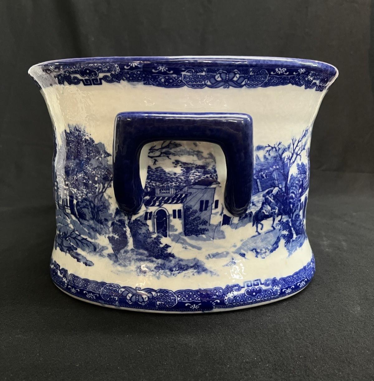 Victoria Ware Ironstone Chinoiserie Blue & White Porcelain Foot Bath 18" PB3