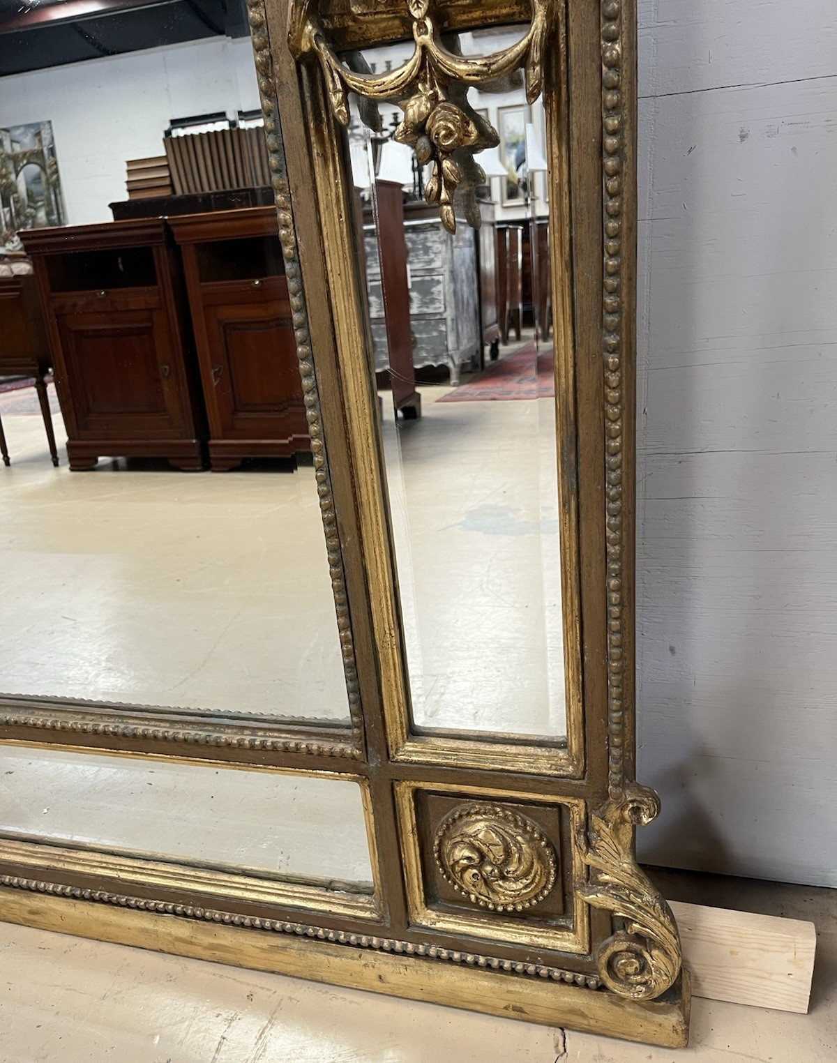 81" X 46" PAIR OF PALATIAL LOUIS XVI STYLE GILT GOLD PARCLOSE PIER WALL MIRRORS