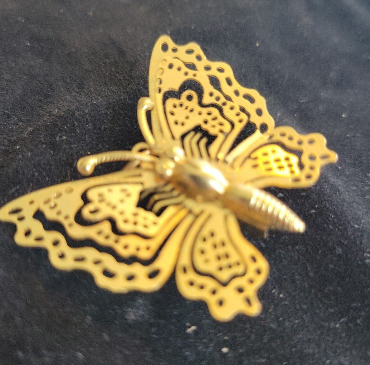 Gold Plated Butterfly Brooch Pin  Pendant Engraved Lady A. LESSER G.H.P. 1994-95