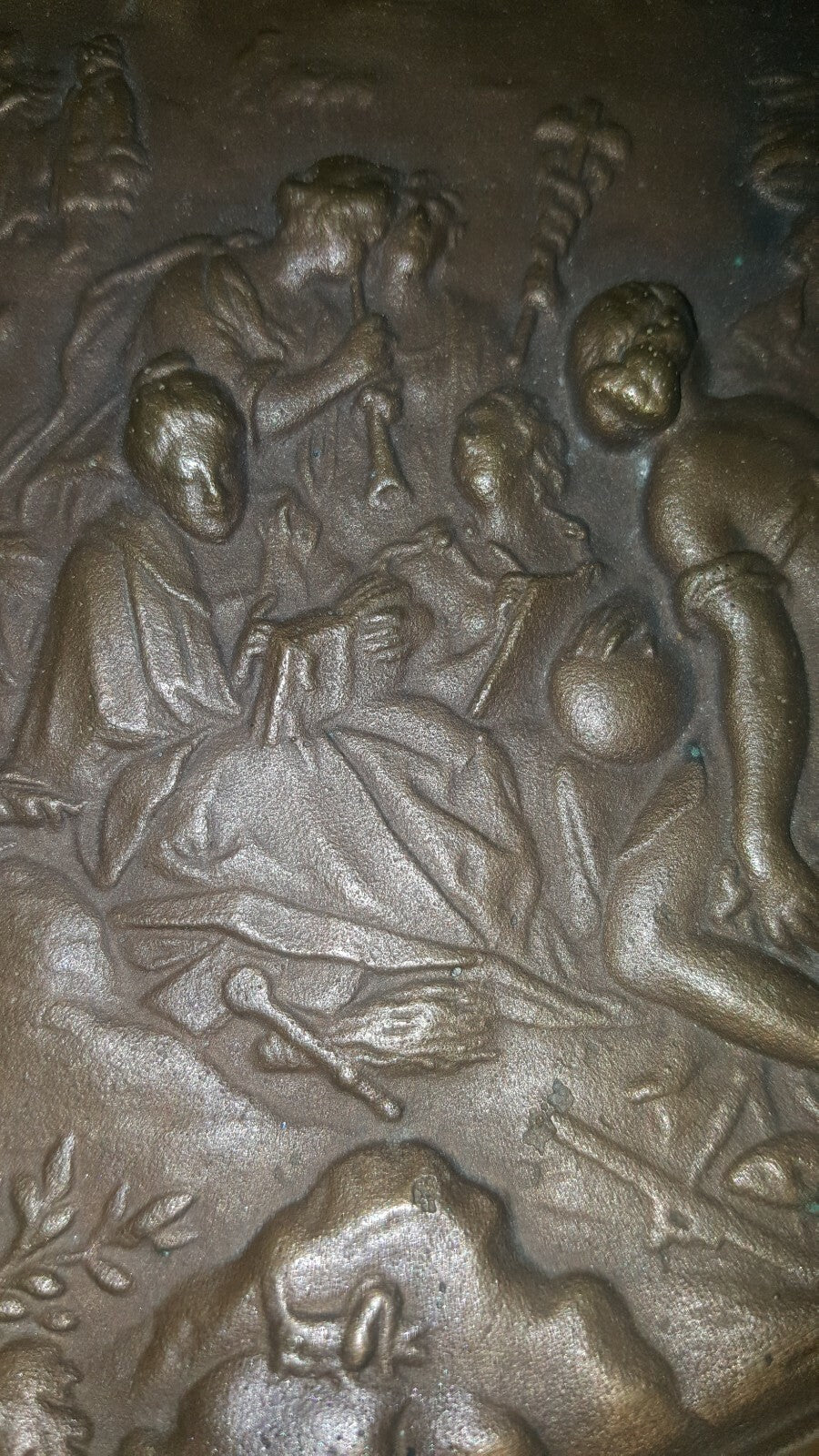 10" Solid Cast Bronze Plaque Plate Charger Roman Greek c 1800's 4.5 lbs