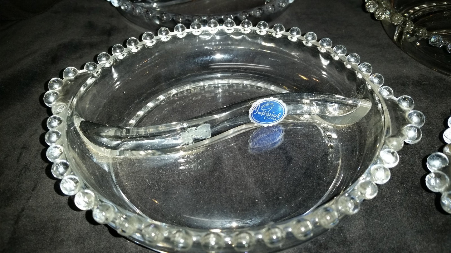 IMPERIAL Candlewick  Beaded 2 Part Relish One With Original Label