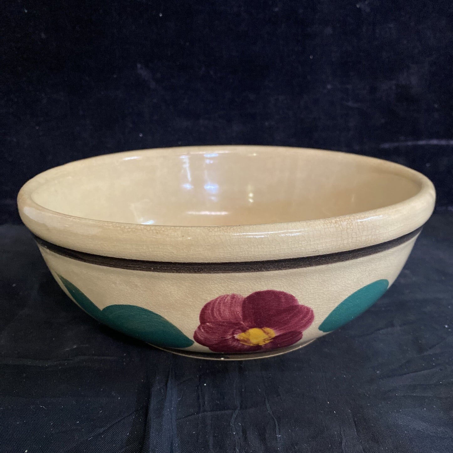 VINTAGE WATT WARE U.S.A. 8 3/4” FLORAL WIDE BOWL