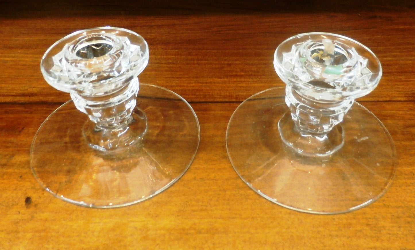 Fostoria American Clear  3" Candlestick Pair Mint