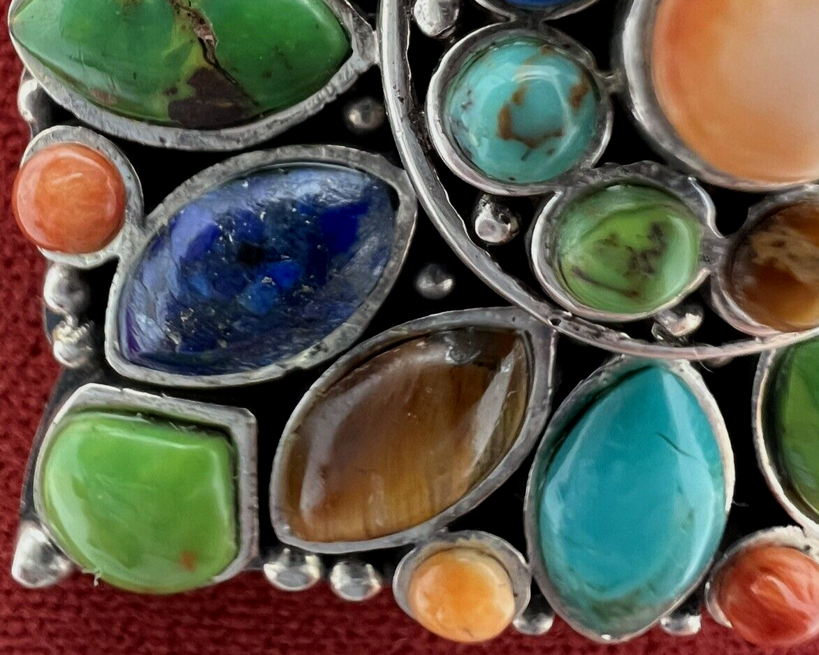 Multi Stone Blossom Pendant 925 SS Lapis Lazuli, Coral , Turquoise, Don Lucas