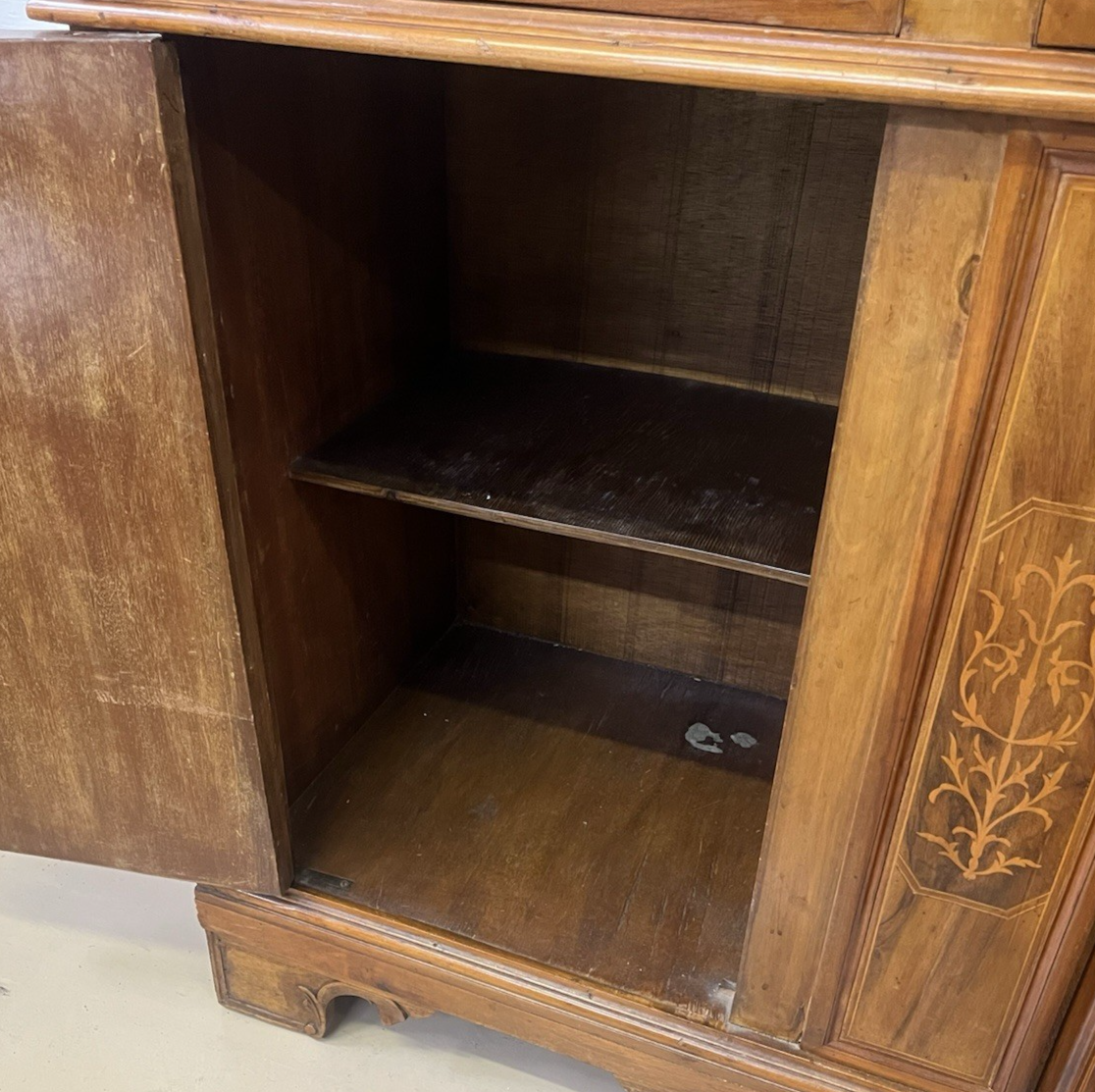 LARGE ITALIAN BURLED WALNUT & MARQUETRY SIDEBOARD, 94"L