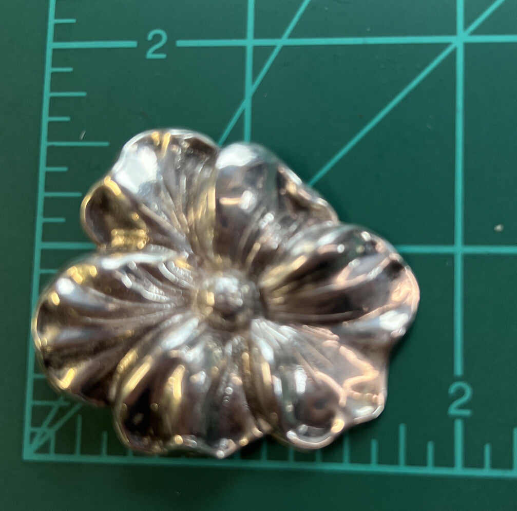 Sterling Flower Pin Brooch  1 .5 x 1.75"  Waterfall Jewelers