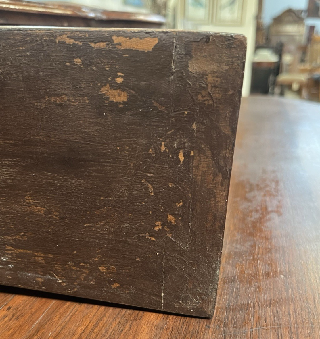 ANTIQUE SPANISH BAROQUE RUSTIC INLAID WALNUT COMMODE CHEST OF DRAWERS 51" X 24"