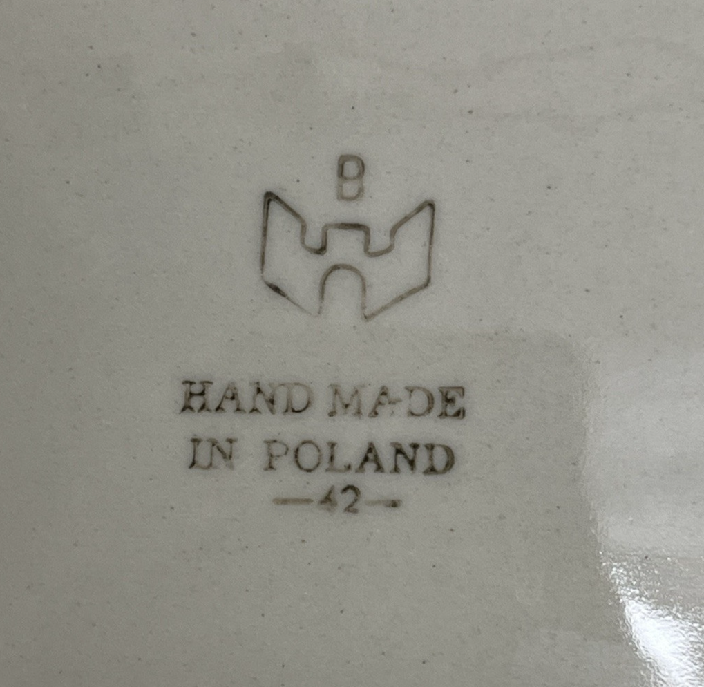 Boleslawiec Polish Pottery Sugar Bowl and Creamer Set w/ Tray, Wild Cherry