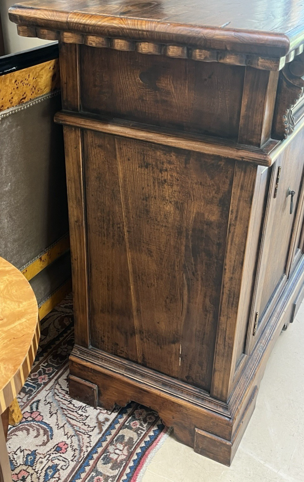 RUSTIC ITALIAN RENAISSANCE STYLE CARVED WALNUT TWO-DOOR CHEST SIDEBOARD CREDENZA