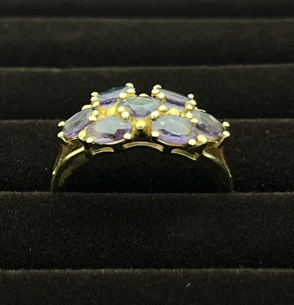 3g 14K Yellow Gold Multi Amethyst Stone Ring Size 6.75 ZRW Jewel America NYC