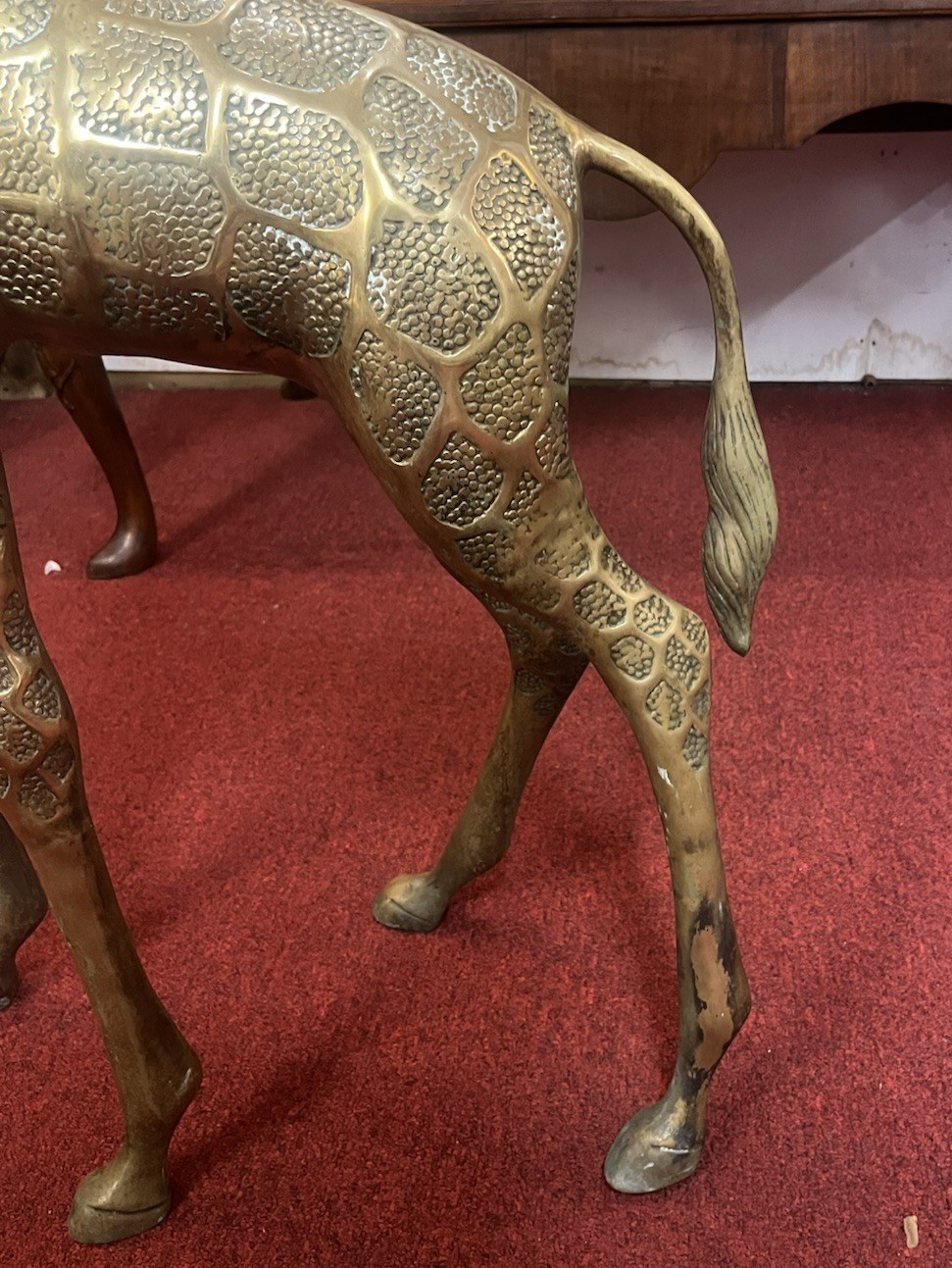 Mid Century Textured Polished Brass Giraffe Sculpture/Statue 49.5"