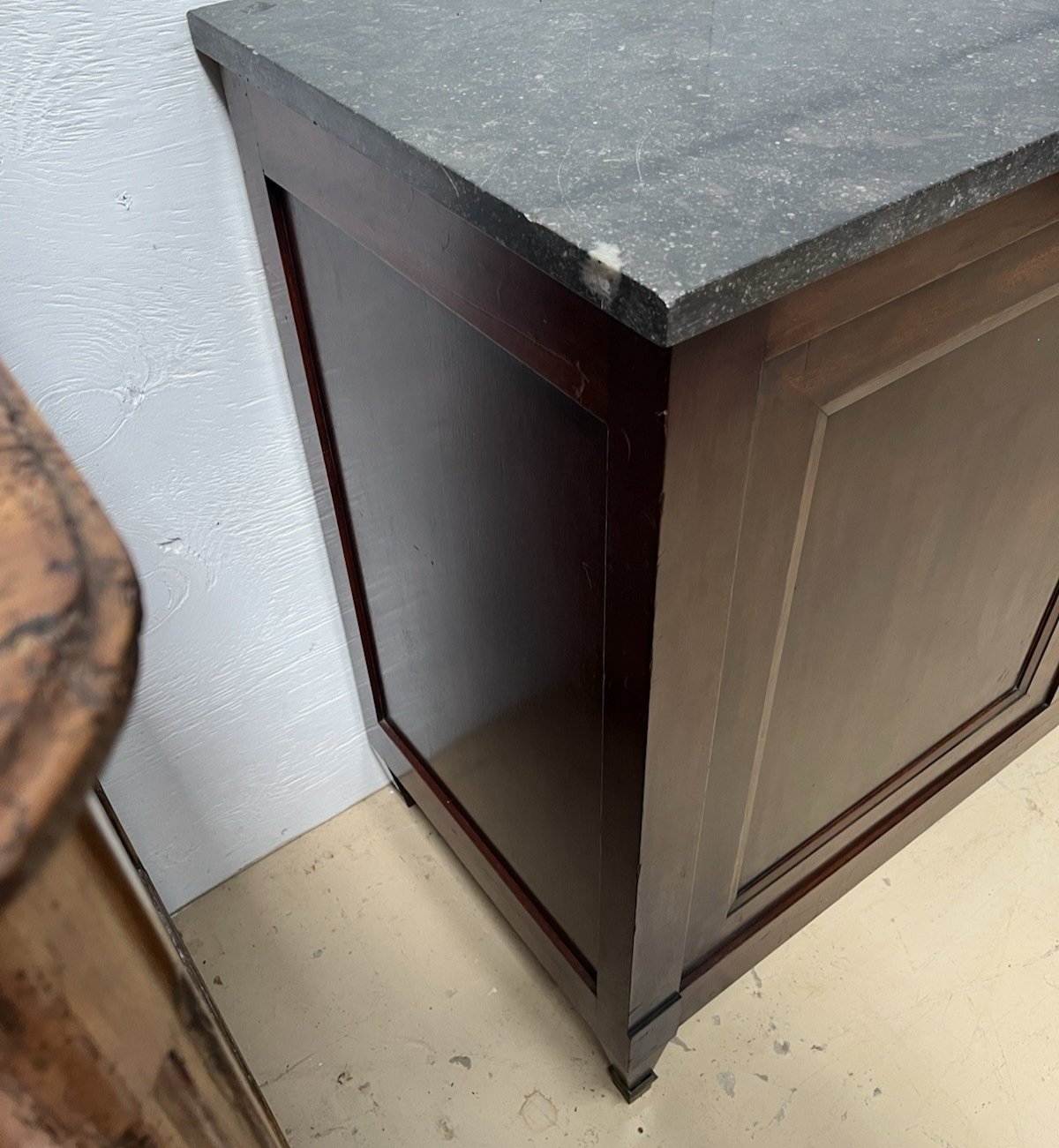 ANTIQUE FRENCH LOUIS XVI MARBLE TOP MAHOGANY SIDEBOARD ENFILADE CHEST 79" WIDE