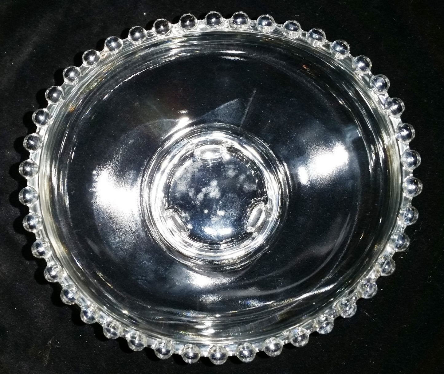 Imperial  CANDLEWICK 3 toed Bowl w beaded shaped edge  6" x 5.5" x H 4"