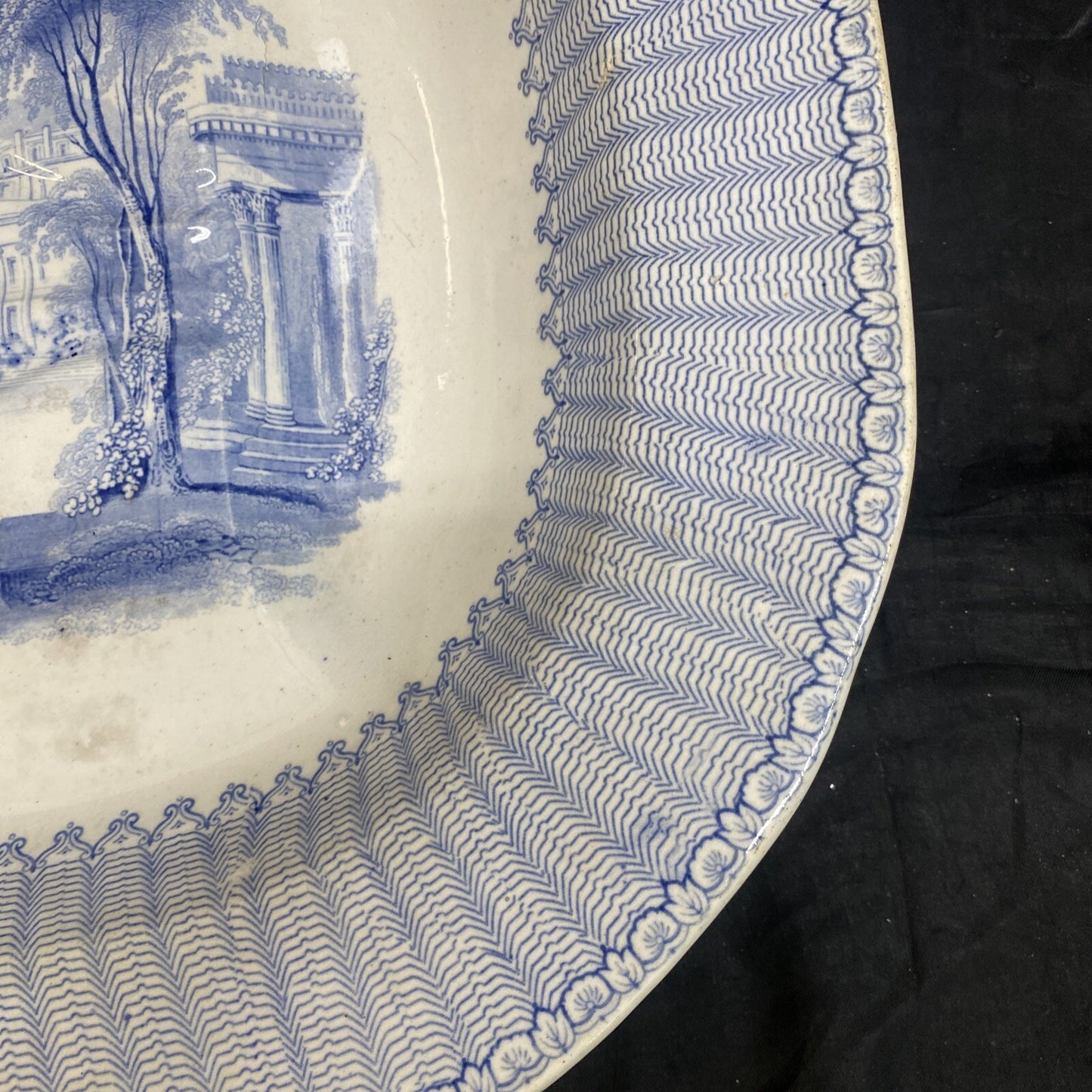 19.5" Blue White English Meat Platter W. K. Harvey 1845 Lindisfarne Castle KM11