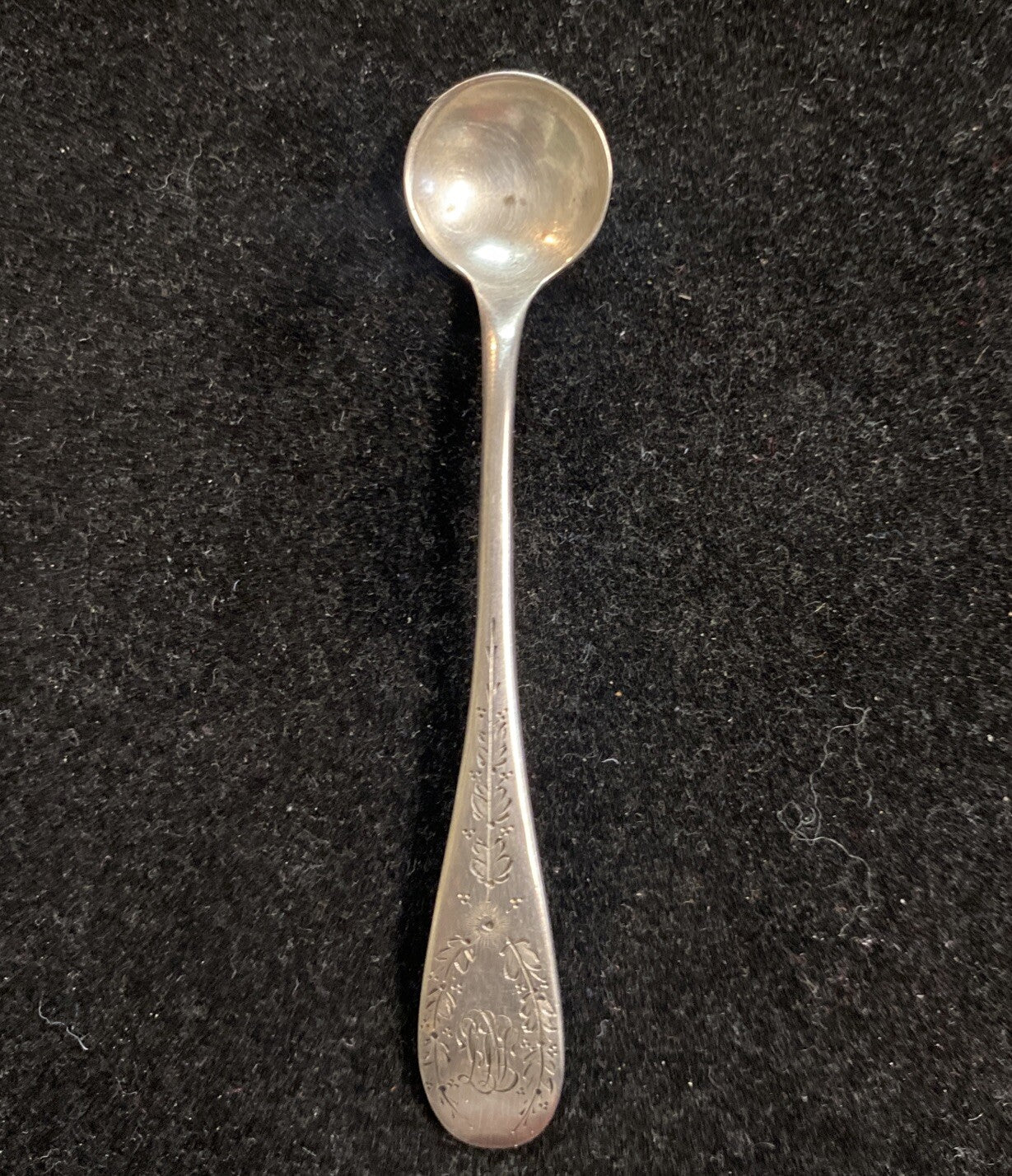 1903-1908 Rare pair National Sterling Co Sterling Salt Spoons Set of 2 Engraved