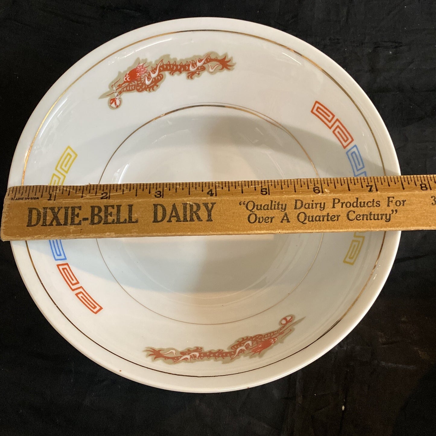 Japanese Saimin Porcelain Pheonix Dragon Key Design Rice/Noodle Bowl Set of 5