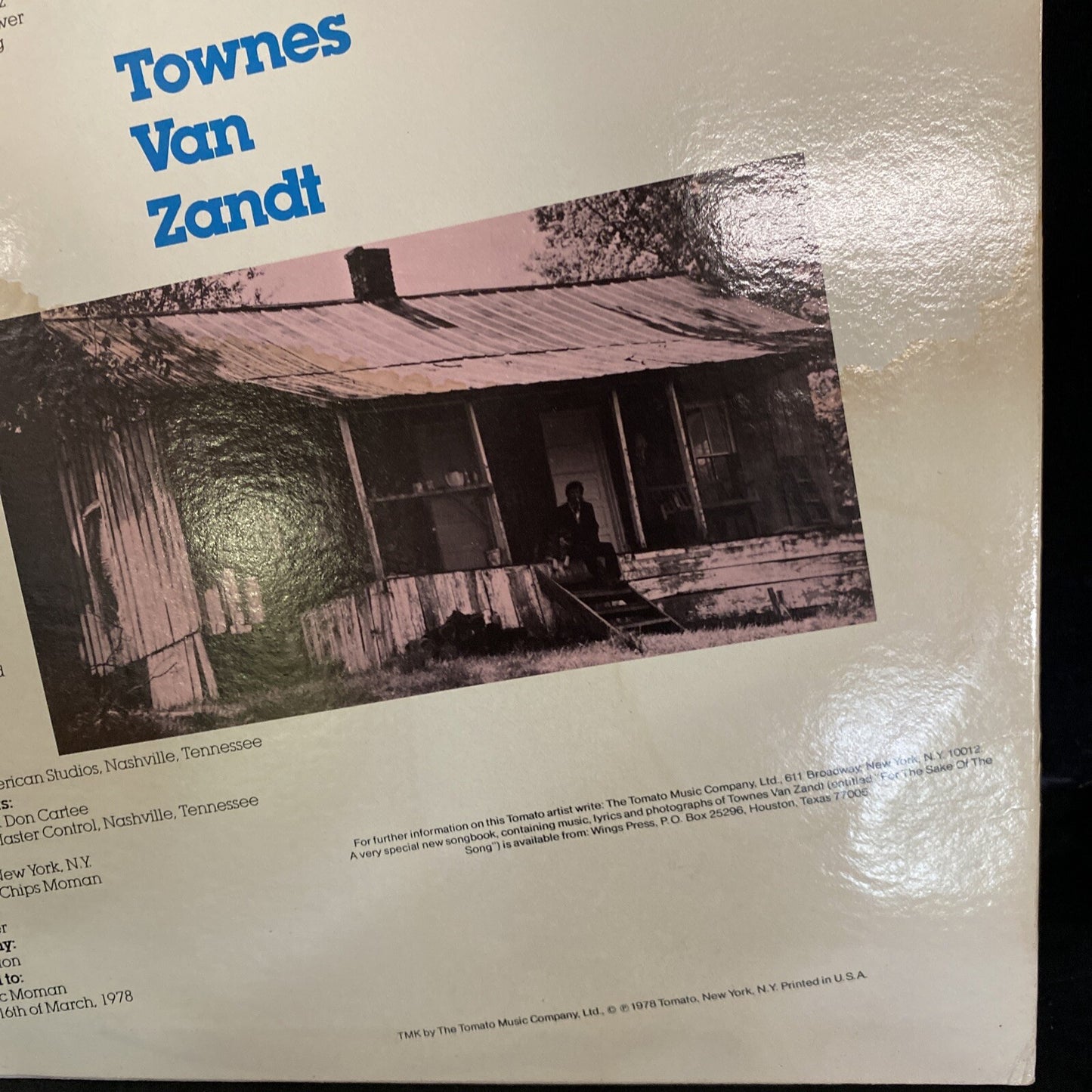 RARE PROMO VG/EX TOWNES VAN ZANDT Flyin' Shoes TOMATO LP TOM-7017