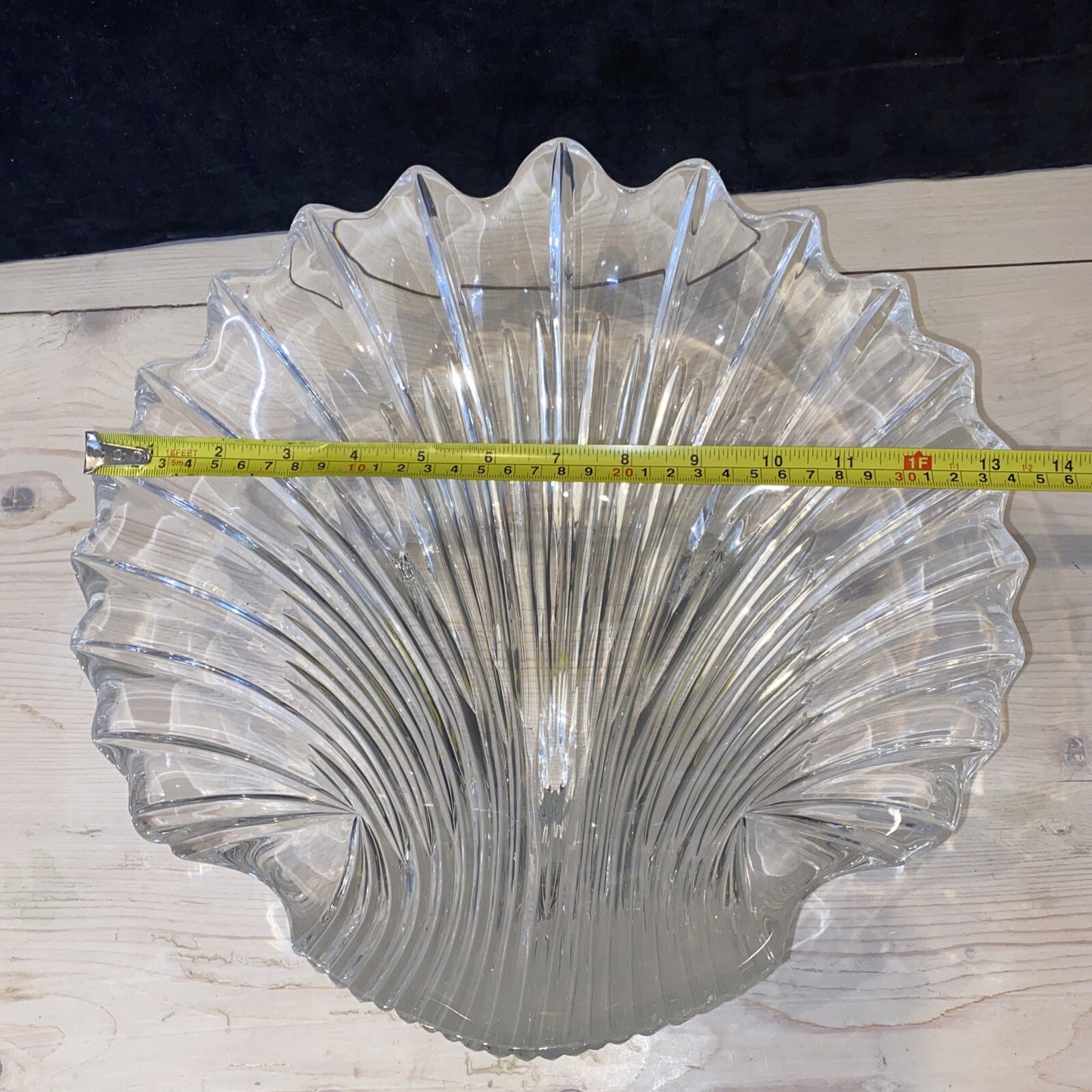 13 3/4" CJR Riedel Scallop Shell Shaped Clear Serving Display Bowl