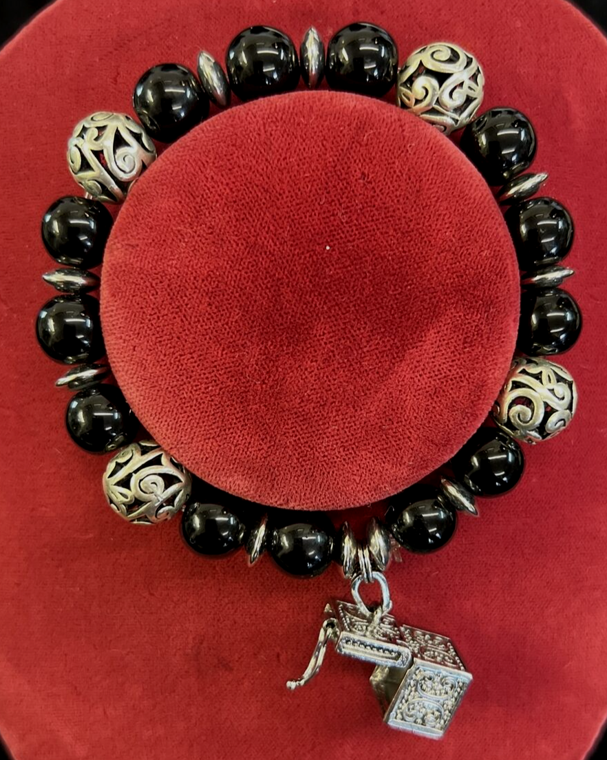 Prayer Box Bracelet Black Silver New Stretch Alexa's Angels Women