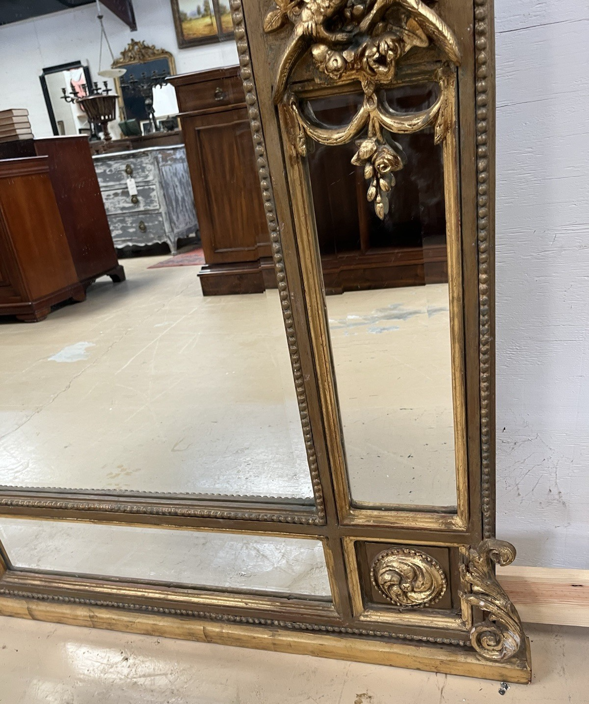 81" X 46" PAIR OF PALATIAL LOUIS XVI STYLE GILT GOLD PARCLOSE PIER WALL MIRRORS
