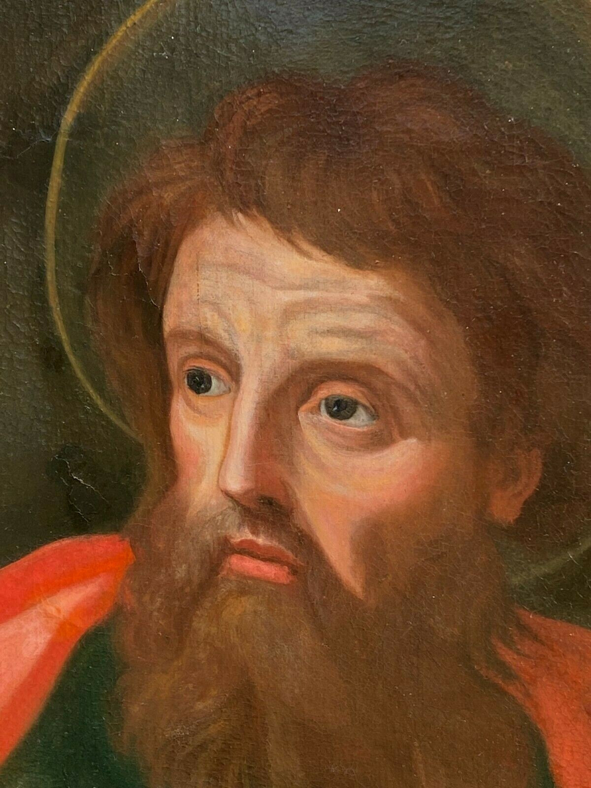 Portrait of Saint St. Paul 19th c. Old Master School Oil on Canvas Painting