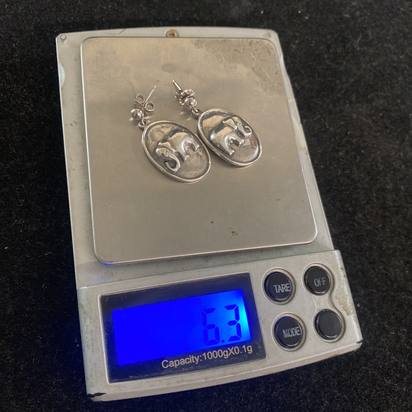 Sterling Silver 925 Dangle Drop University of Alabama Elephant Earrings 6.3g