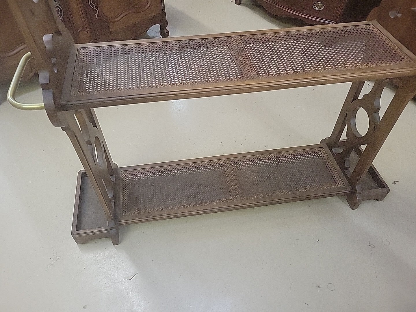 Antique Caned French Walnut & Cooper Jette Habits Luggage Rack Umbrella Stand