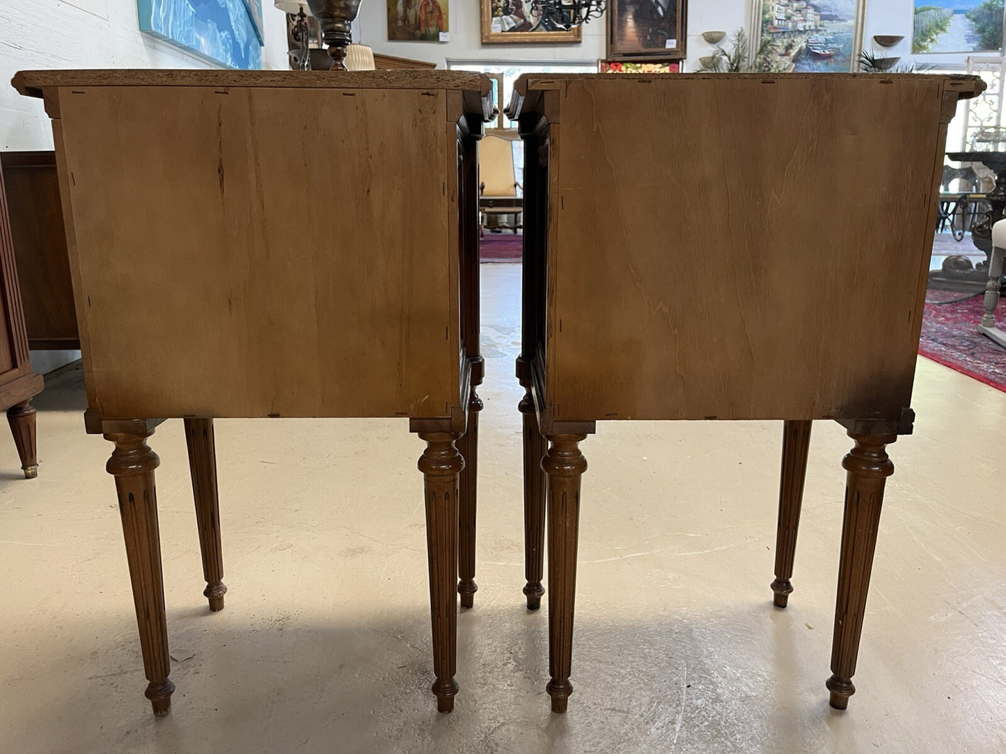 PAIR OF FRENCH LOUIS XVI STYLE TWO-DRAWER NIGHTSTANDS END TABLES