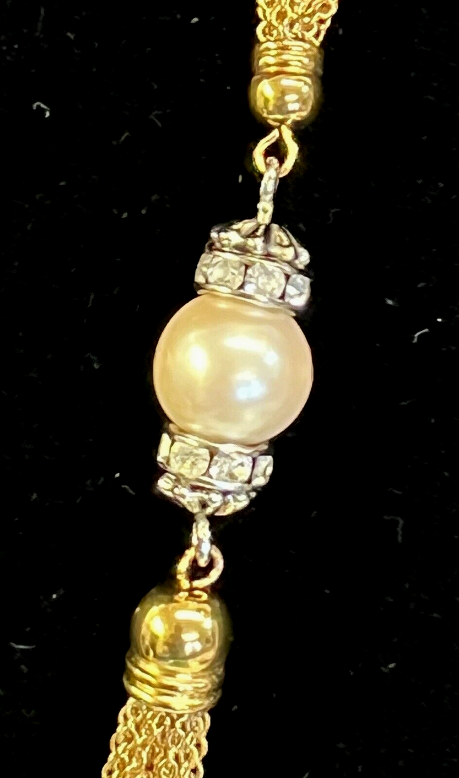 Vintage Necklace, Multi Strand, Faux Pearls with Rhinestones, PARK LANE